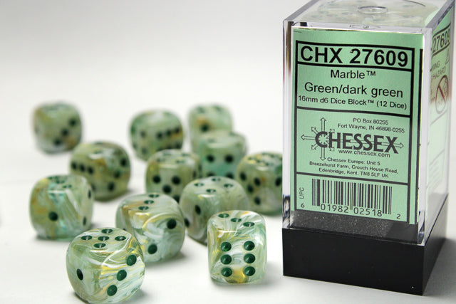 Marble Green/Dark Green 16mm d6 Dice Block