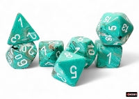 Chessex Marble Oxi-Copper / White 7 Piece Dice Set