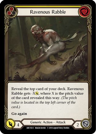Ravenous Rabble (Yellow) [ARC192-C] (Arcane Rising)  1st Edition Rainbow Foil