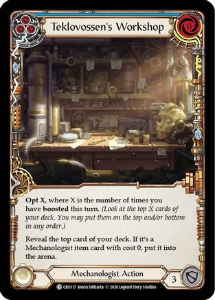 Teklovossen's Workshop (Blue) [CRU117] (Crucible of War)  1st Edition Rainbow Foil