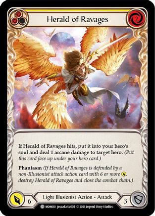 Herald of Ravages (Yellow) [MON018-RF] (Monarch)  1st Edition Rainbow Foil