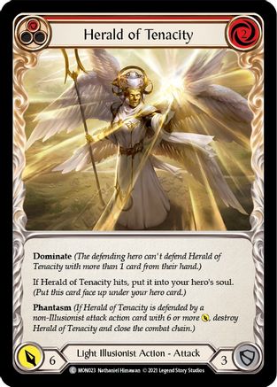 Herald of Tenacity (Red) [MON023-RF] (Monarch)  1st Edition Rainbow Foil