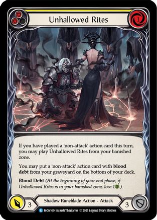 Unhallowed Rites (Yellow) [MON160-RF] (Monarch)  1st Edition Rainbow Foil