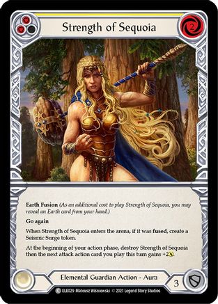 Strength of Sequoia (Yellow) [ELE029] (Tales of Aria)  1st Edition Rainbow Foil