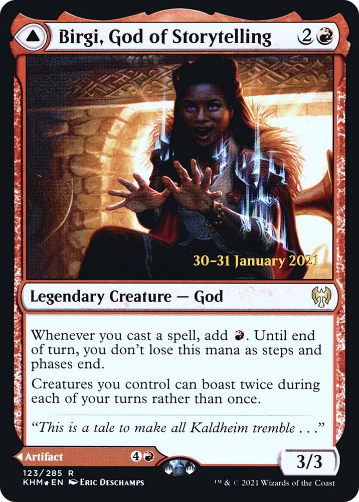 Birgi, God of Storytelling // Harnfel, Horn of Bounty [Kaldheim Prerelease Promos]