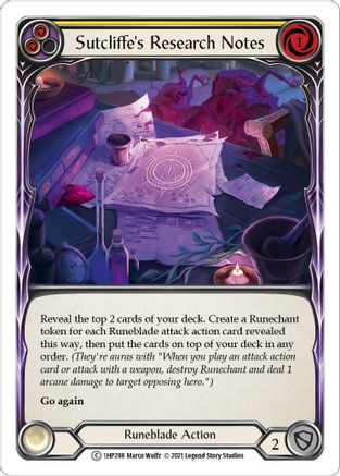 Sutcliffe's Research Notes (Yellow) [1HP298] (History Pack 1)