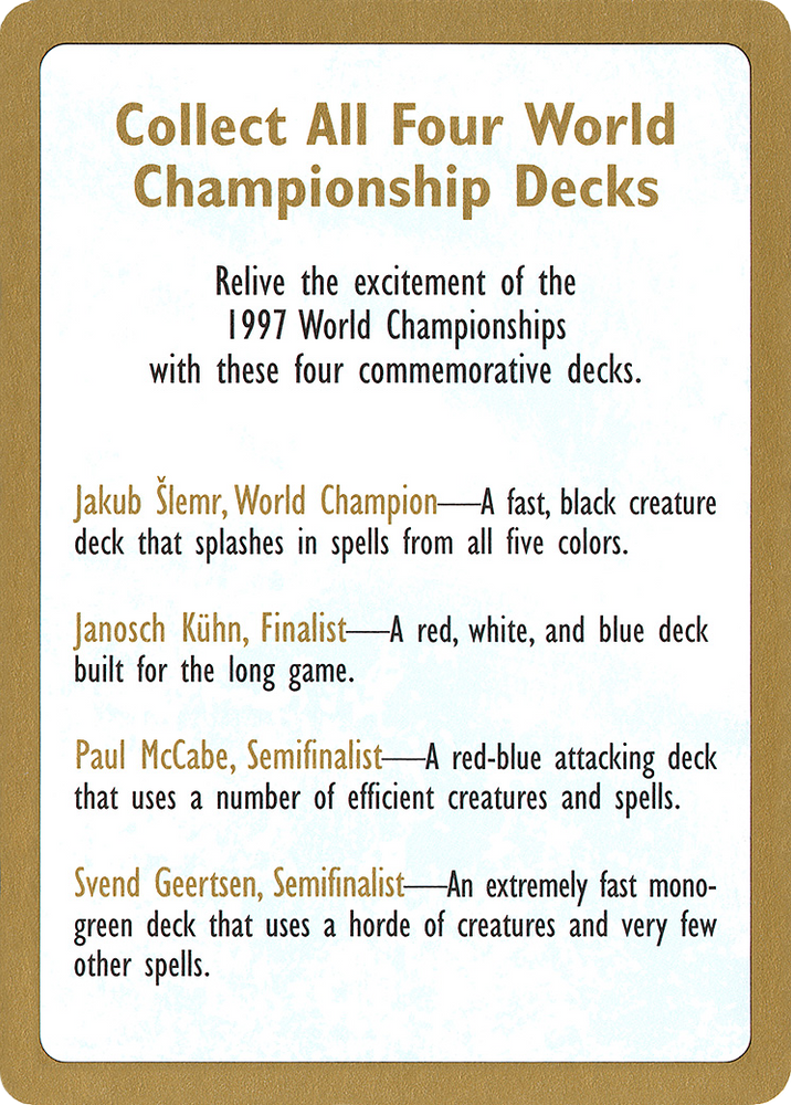 1997 World Championships Ad [World Championship Decks 1997]