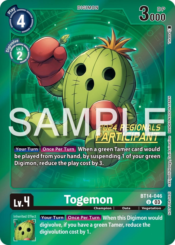 Togemon 2024 Regionals Participant (BT14-046 U) [BT14]