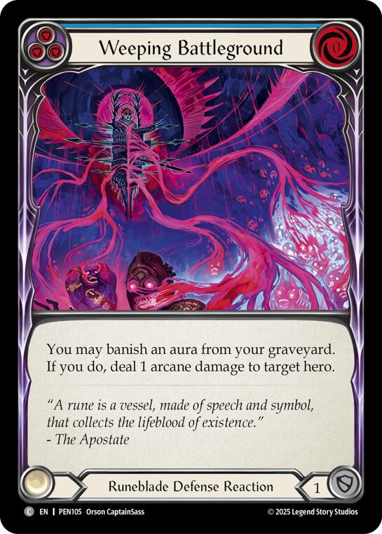 Weeping Battleground (Blue) (Rainbow Foil) [PEN105] (Compendium of Rathe)  Rainbow Foil