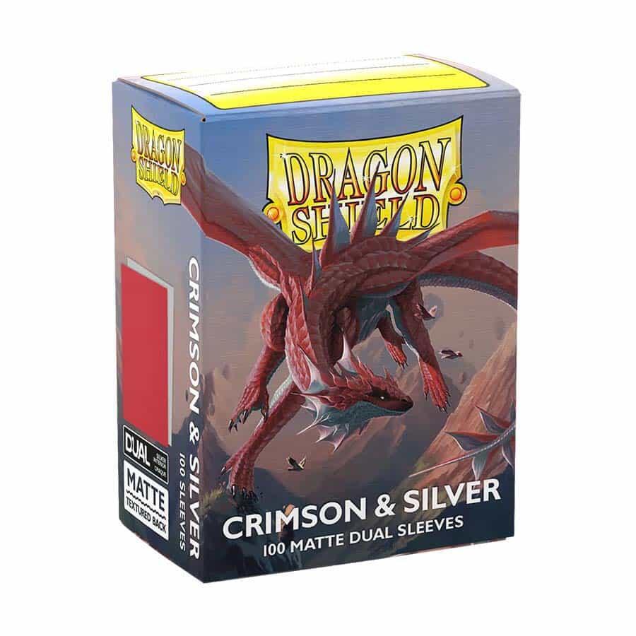 Dragon Shield Dual Matte Standard Sleeves - Crimson & Silver (100 Pack) - Dragon Shield Card Sleeves