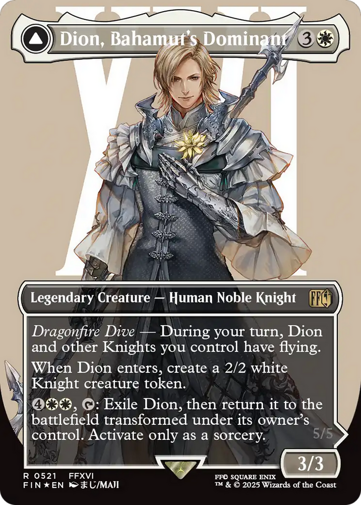 Dion, Bahamut's Dominant // Bahamut, Warden of Light (Borderless) (Surge Foil) [FINAL FANTASY]