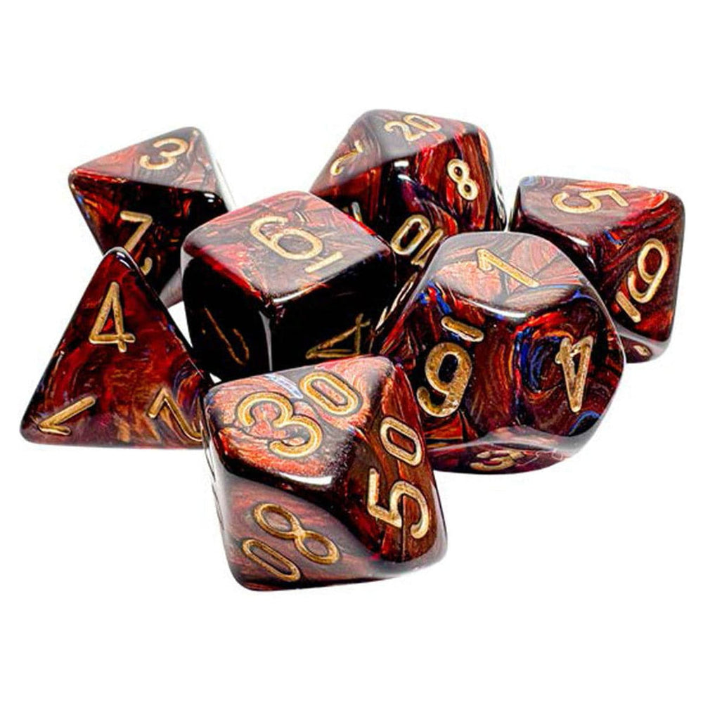 Chessex Scarab Blue Blood / Gold 7 Piece Dice set