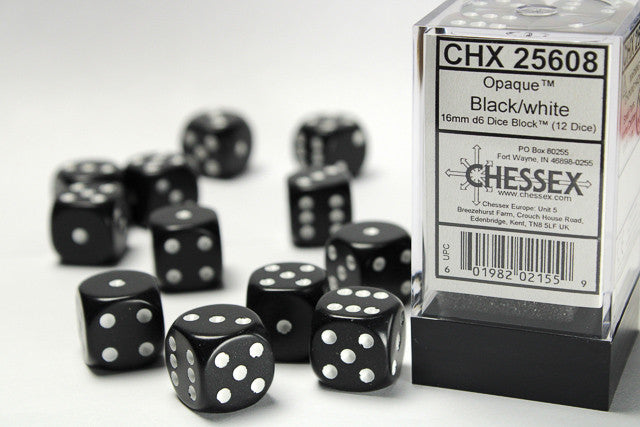 Opaque 16mm d6 Dice Block (12 Dice)