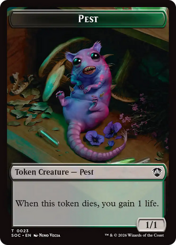 Saproling // Pest (0023) Double-Sided Token [Secrets of Strixhaven Commander Tokens]