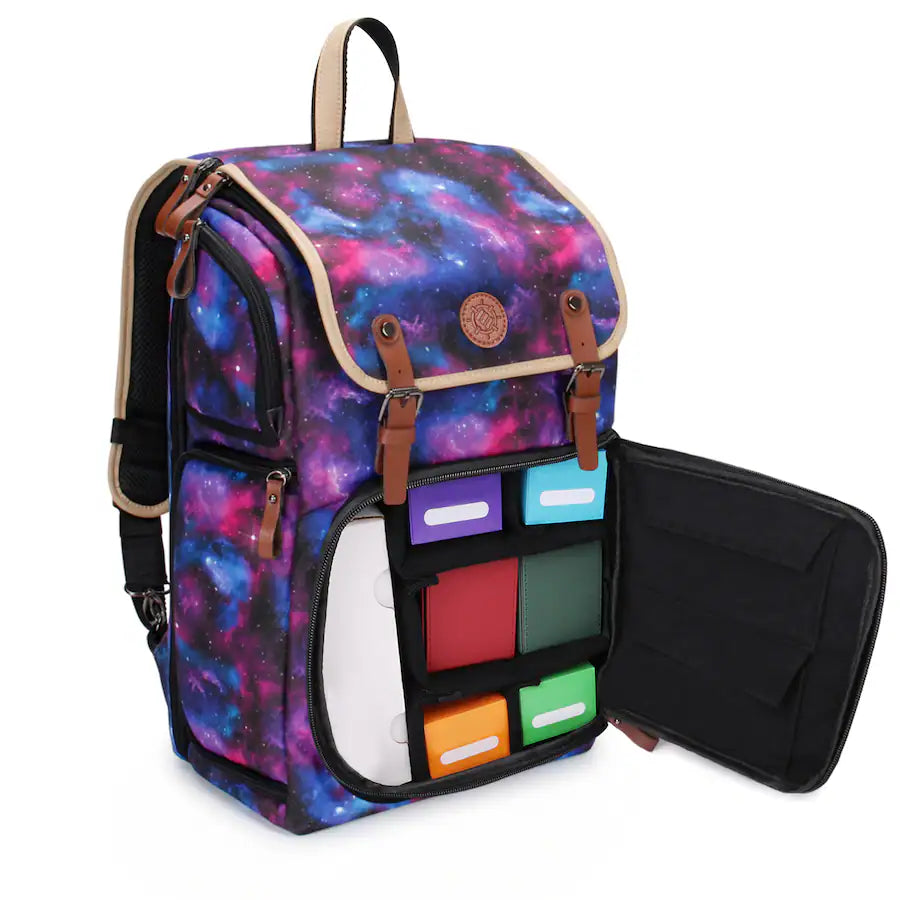 ENHANCE - Full-Size Trading Card Storage Box Backpack for Playing Card Case - Galaxy