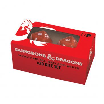 D&D Heavy Metal Dice: D20 Set - Red and White