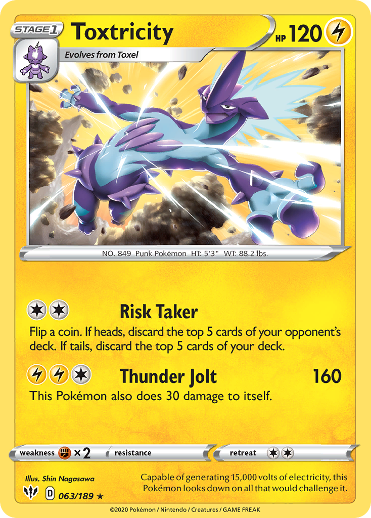 toxtricity pokemon card Toxtricity (063/189) [Sword & Shield: Darkness Ablaze]