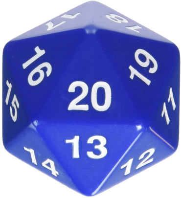 Koplow 55mm Jumbo d20 Opaque Countdown Dice, Blue with White