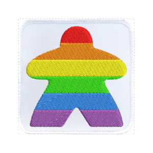 Rainbow Meeple White Iron on patch
