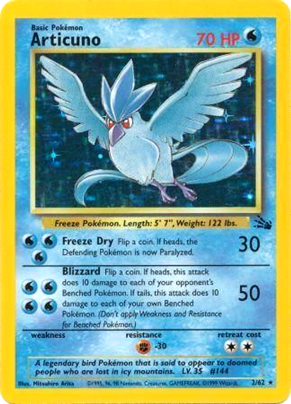 articuno pokemon card 2 62 Articuno (2/62) [Fossil Unlimited]